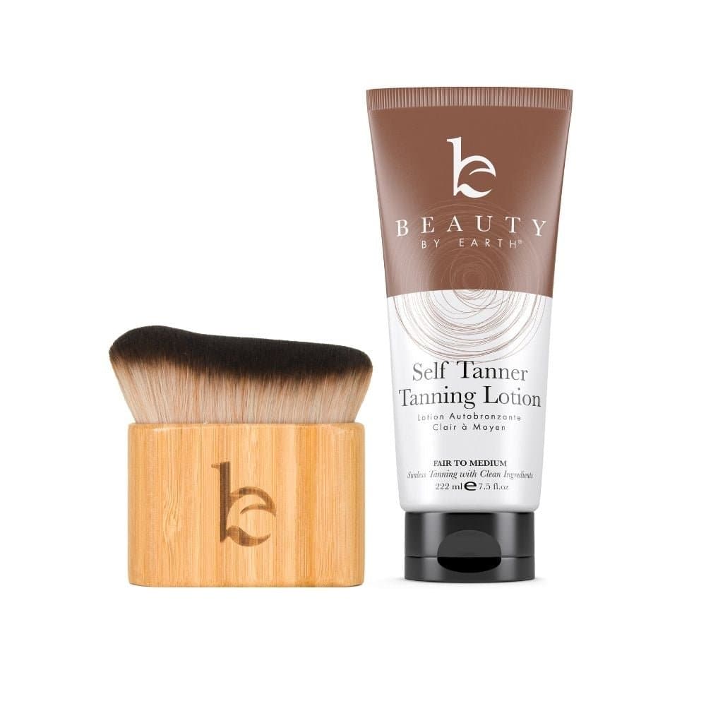 Self Tanner Lotion and Kabuki Body Blending Brush Bundle Beauty by Earth