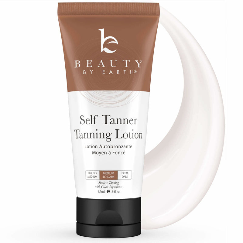 Beauty by Earth Self Tanner Tanning Lotion Medium to Dark Sunless Tanning with Clean Ingrediants