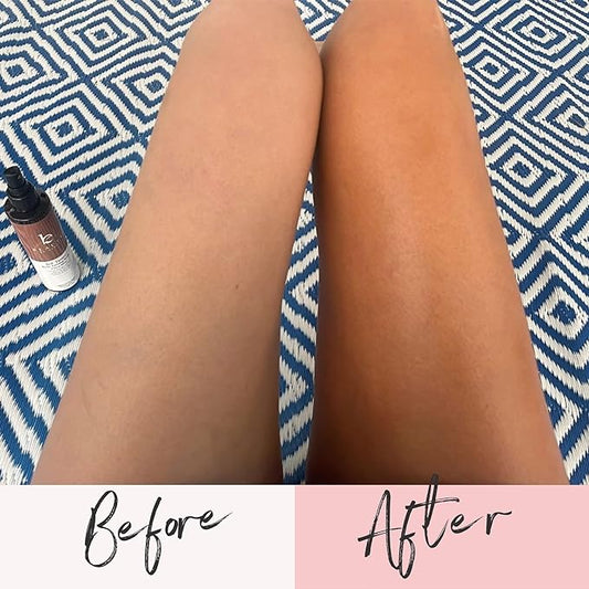 Self Tanner Body Spray (Medium to Dark) - Beauty by Earth - Before and After
