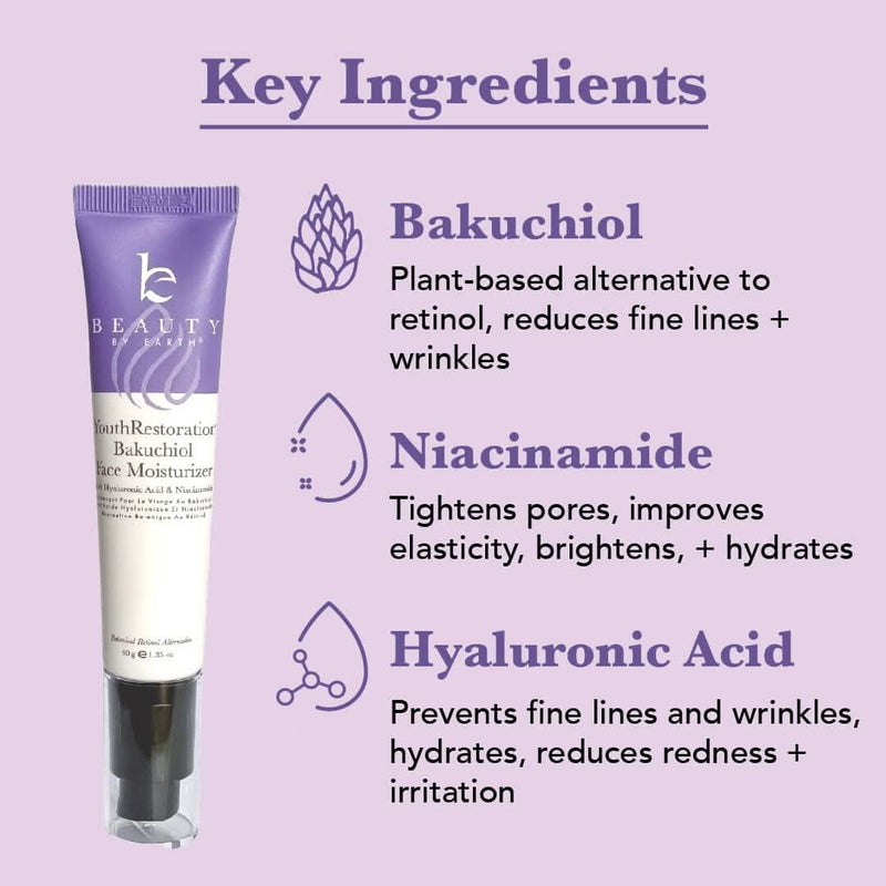 YouthRestoration Bakuchiol Face Moisturizer - Single - Beauty by Earth - Ingredients