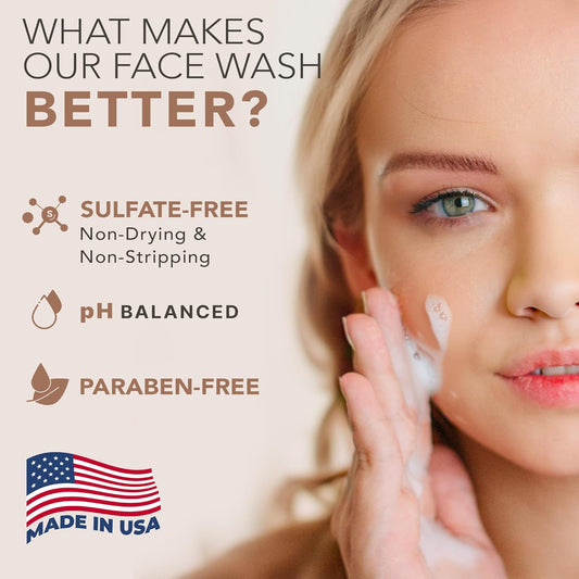 What makes our face wash better? Sulfate-free, non-drying and non-stripping. pH balanced, paraben-free, made in USA.