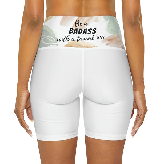 High Waisted Biker Shorts, White Yoga Shorts, White Biker Shorts, Flattering Biker Shorts, XL Biker Shorts, Be a Bad Ass With a Tanned Ass